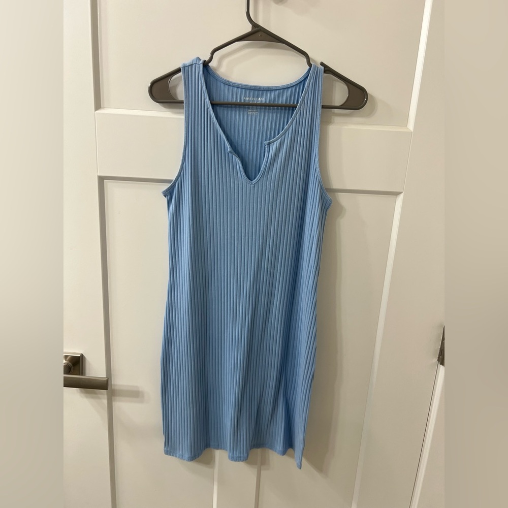 American Eagle Light Blue Ribbed Mini Dress